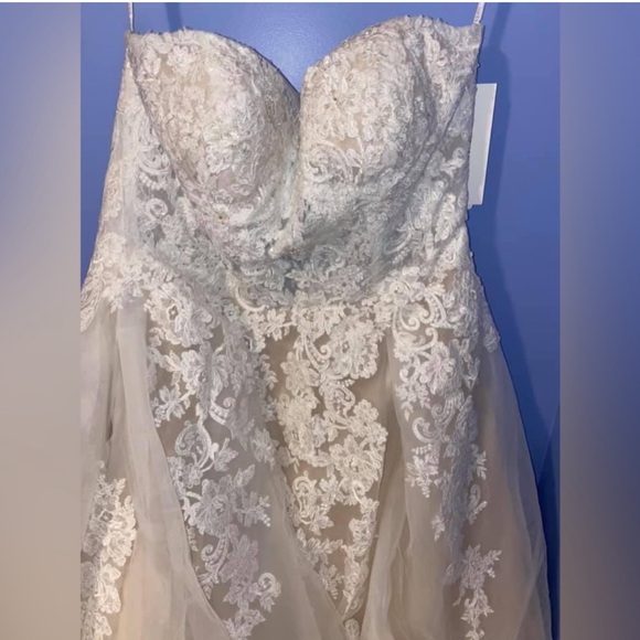 Sheer lace and tulle size 14 wedding dress - Picture 2 of 7